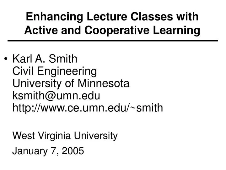 enhancing lecture classes with active and cooperative learning