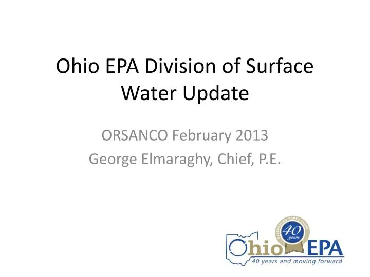 ohio epa division of surface water update