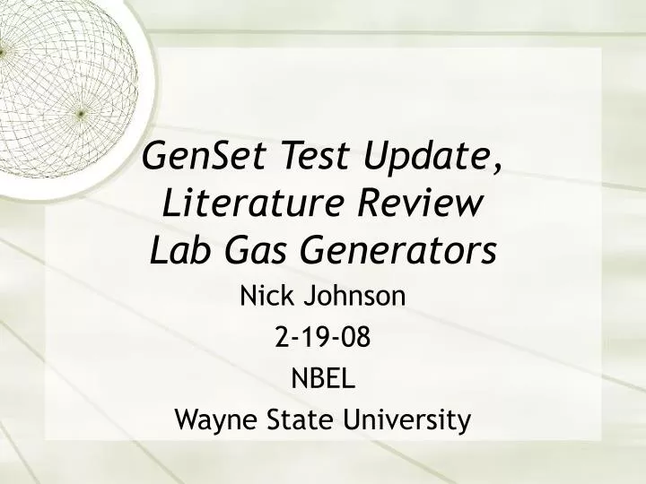 genset test update literature review lab gas generators