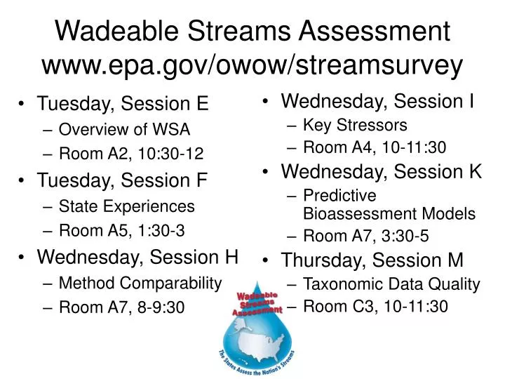 wadeable streams assessment www epa gov owow streamsurvey