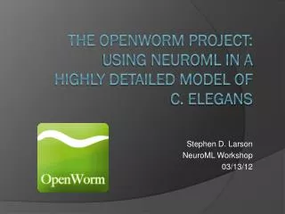 The OpenWorm project: Using NeuroML in a highly detailed model of C. elegans