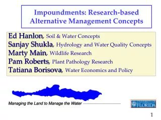 Impoundments: Research-based Alternative Management Concepts