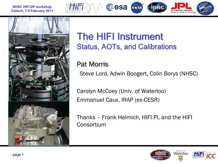 the hifi instrument status aots and calibrations
