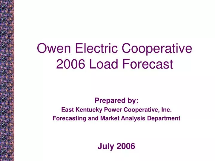owen electric cooperative 2006 load forecast