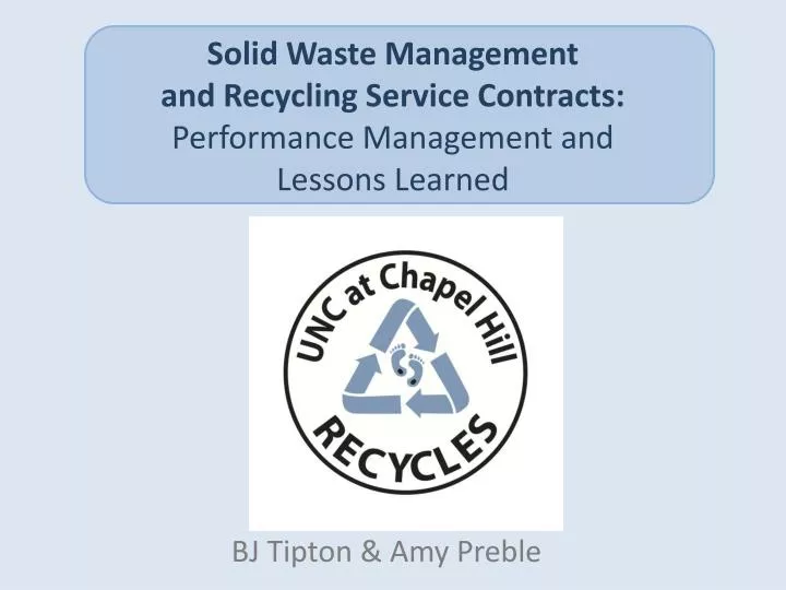 solid waste management and recycling service contracts performance management and lessons learned