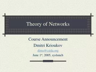 Theory of Networks