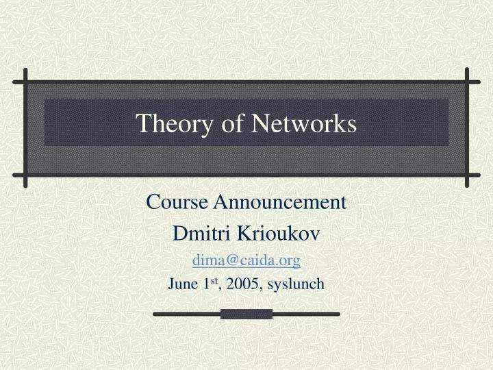 theory of networks