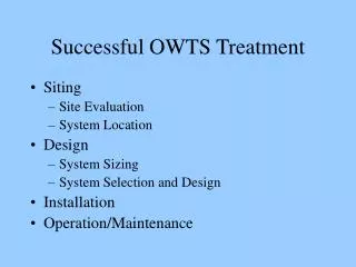 Successful OWTS Treatment