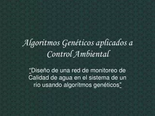 algoritmos gen ticos aplicados a control ambiental