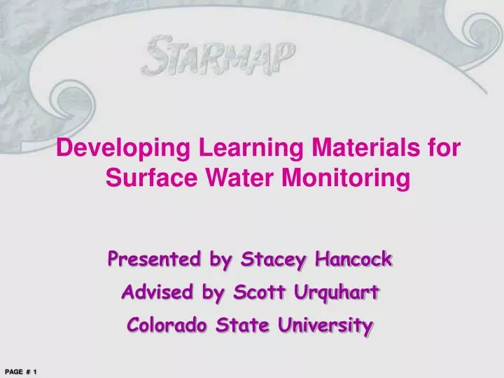developing learning materials for surface water monitoring