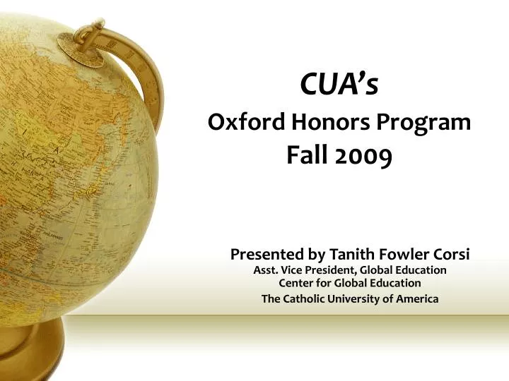 cua s oxford honors program fall 2009