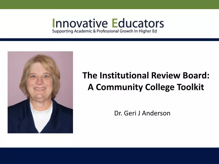 the institutional review board a community college toolkit