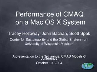 Performance of CMAQ on a Mac OS X System