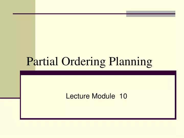 partial ordering planning