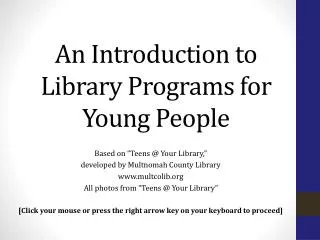 An Introduction to Library Programs for Young People