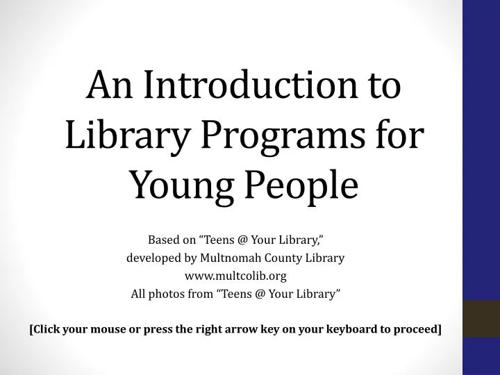 an introduction to library programs for young people