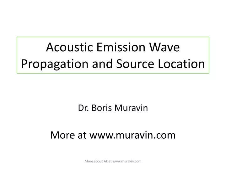 acoustic emission wave propagation and source location