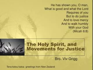 The Holy Spirit, and Movements for Justice