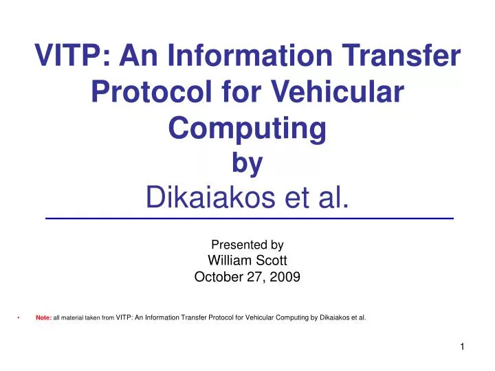 vitp an information transfer protocol for vehicular computing by dikaiakos et al