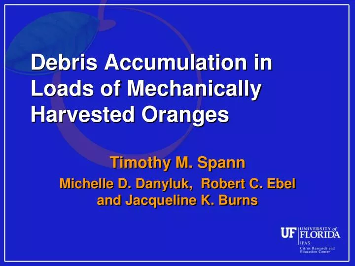 debris accumulation in loads of mechanically harvested oranges