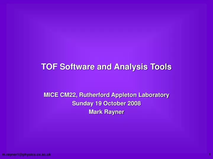 tof software and analysis tools