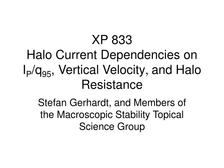 xp 833 halo current dependencies on i p q 95 vertical velocity and halo resistance