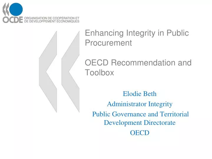 enhancing integrity in public procurement oecd recommendation and toolbox