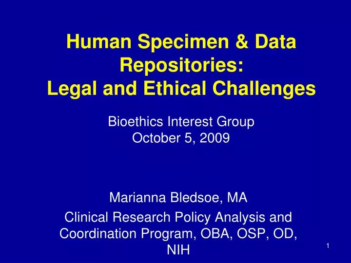 human specimen data repositories legal and ethical challenges