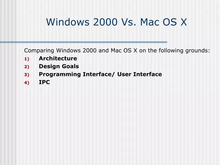 windows 2000 vs mac os x