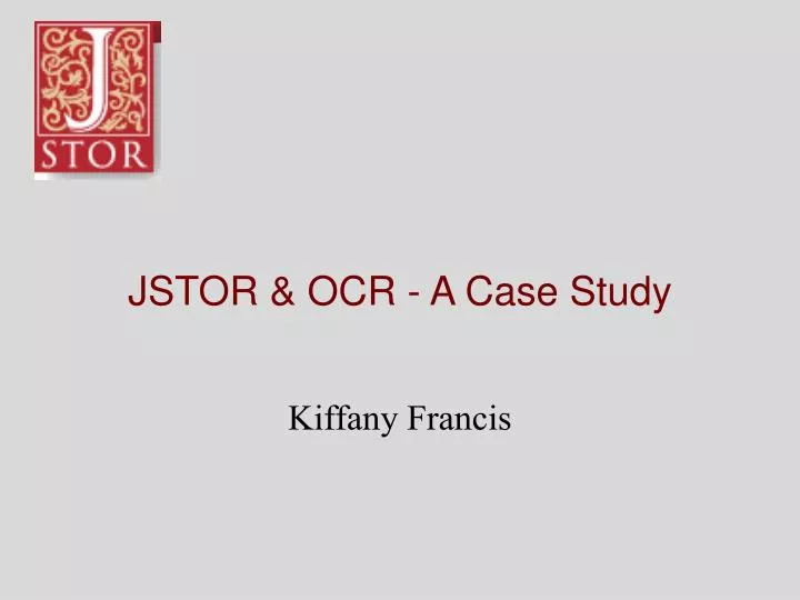 jstor ocr a case study