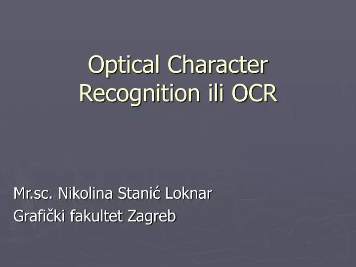 optical character recognition ili ocr
