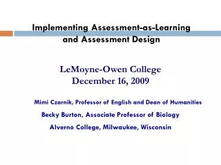 LeMoyne -Owen College December 16, 2009