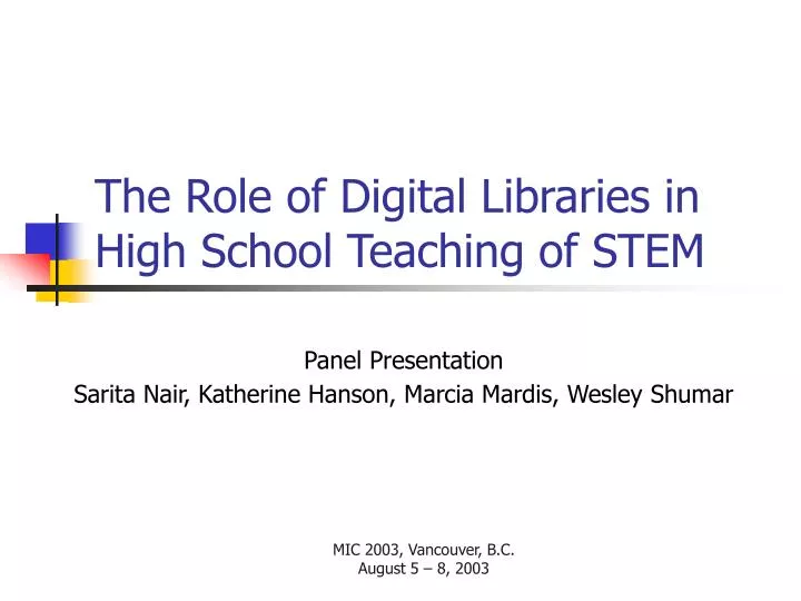 the role of digital libraries in high school teaching of stem