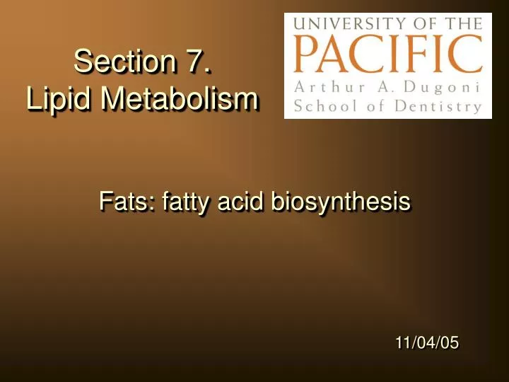 section 7 lipid metabolism