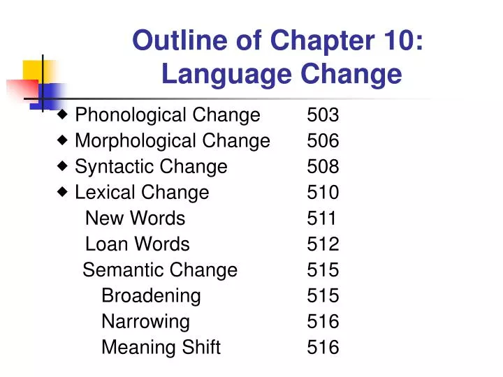 outline of chapter 10 language change