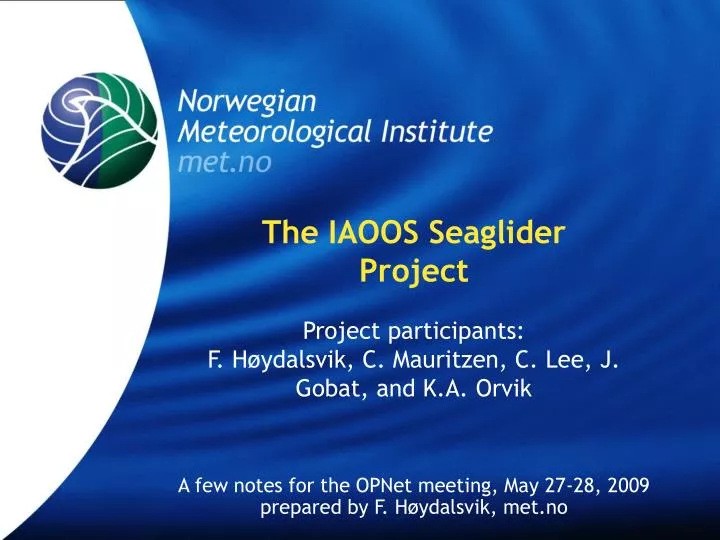 the iaoos seaglider project
