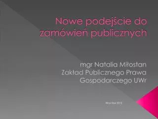 nowe podej cie do zam wie publicznych
