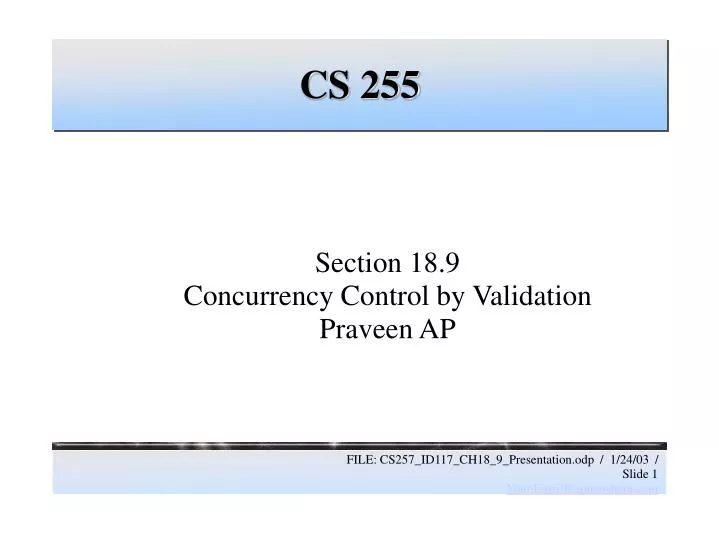 section 18 9 concurrency control by validation praveen ap