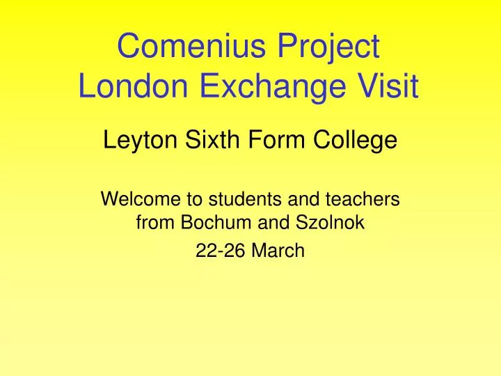 comenius project london exchange visit