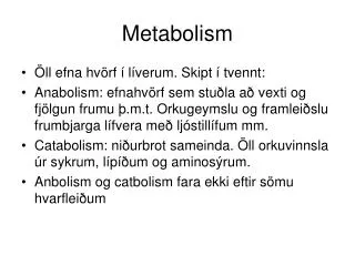 metabolism