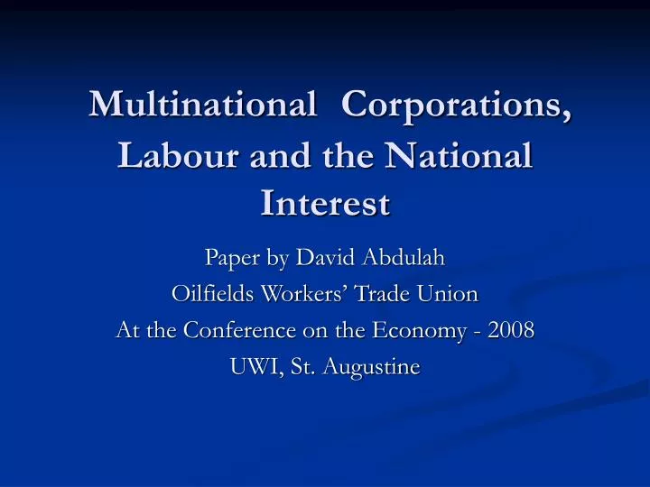 multinational corporations labour and the national interest