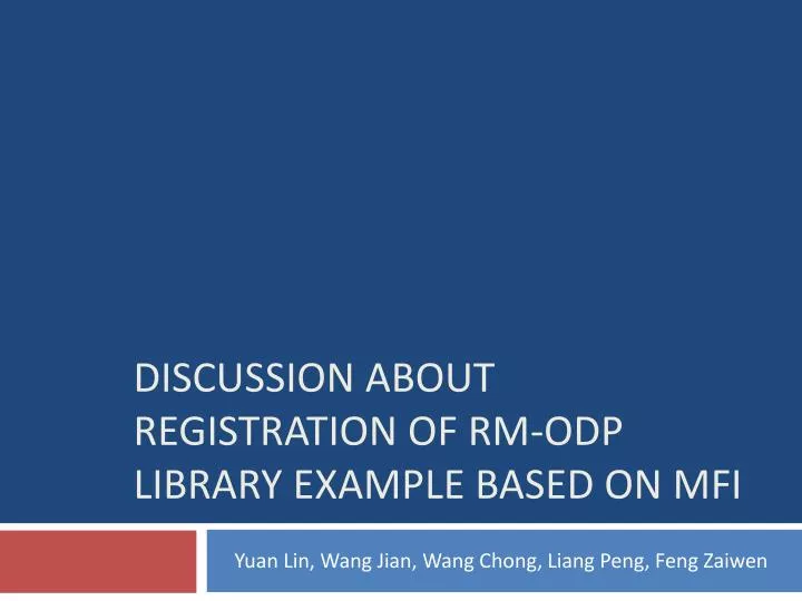 discussion about registration of rm odp library example based on mfi