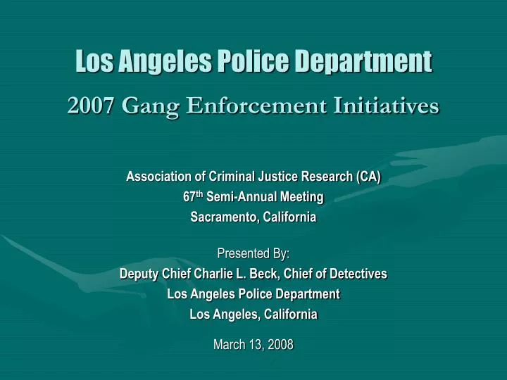 los angeles police department 2007 gang enforcement initiatives