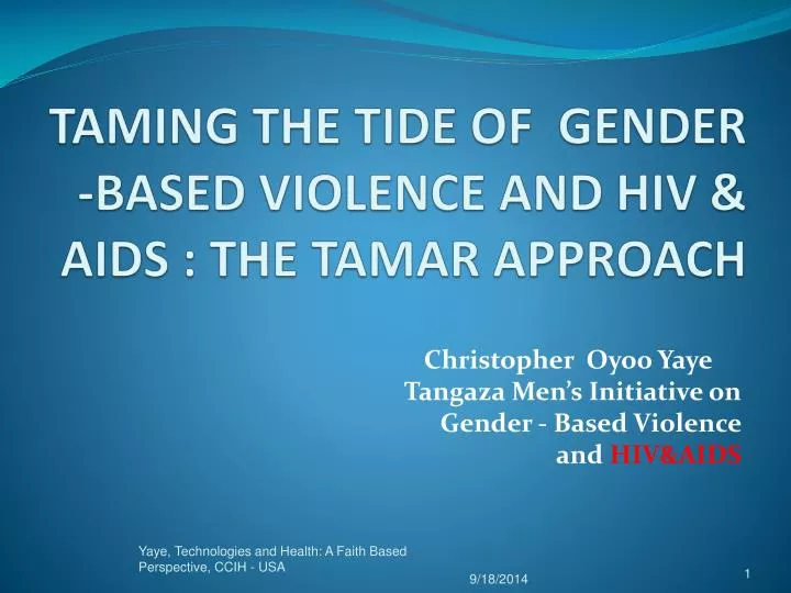 taming the tide of gender based violence and hiv aids the tamar approach