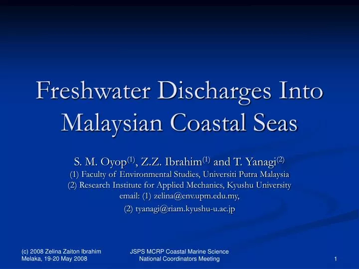 freshwater discharges into malaysian coastal seas