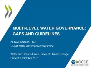 Multi-level water governance: gaps and guidelines