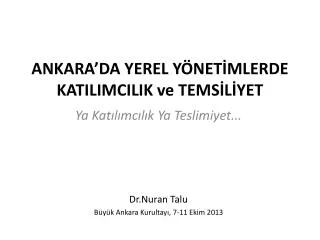 ankara da yerel y net mlerde katilimcilik ve tems l yet