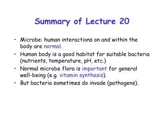 Summary of Lecture 20