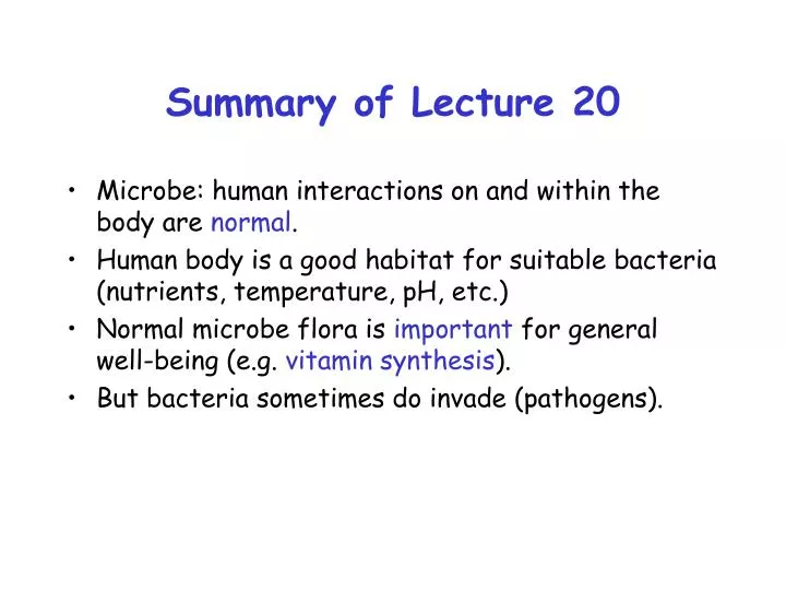 summary of lecture 20