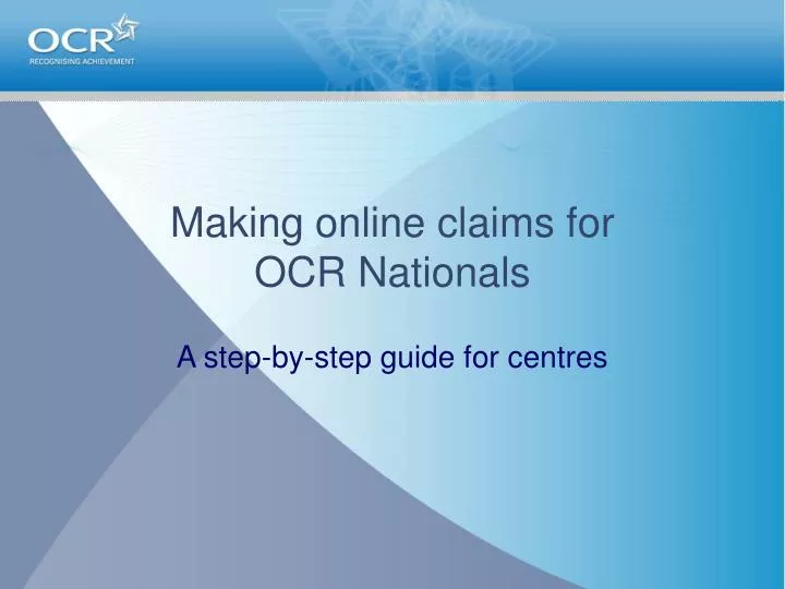 making online claims for ocr nationals